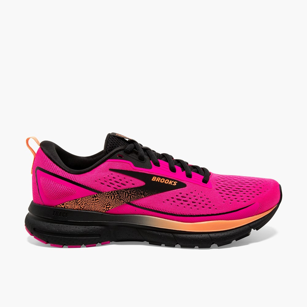 Chaussures Running Route Brooks Trace 3 Rose Noir Orange Femme | OHX-5781153